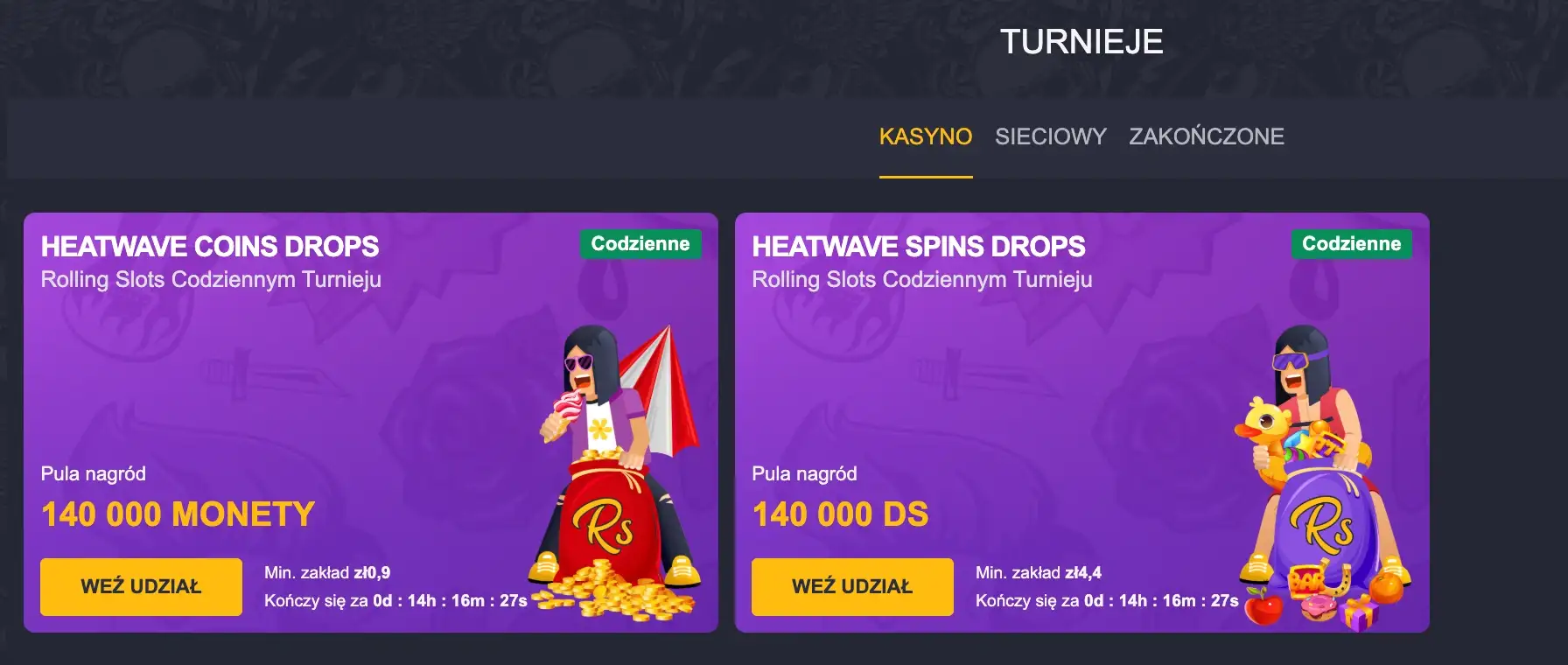 rolling slots turnieje
