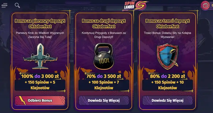 spinlander bonus powitalny